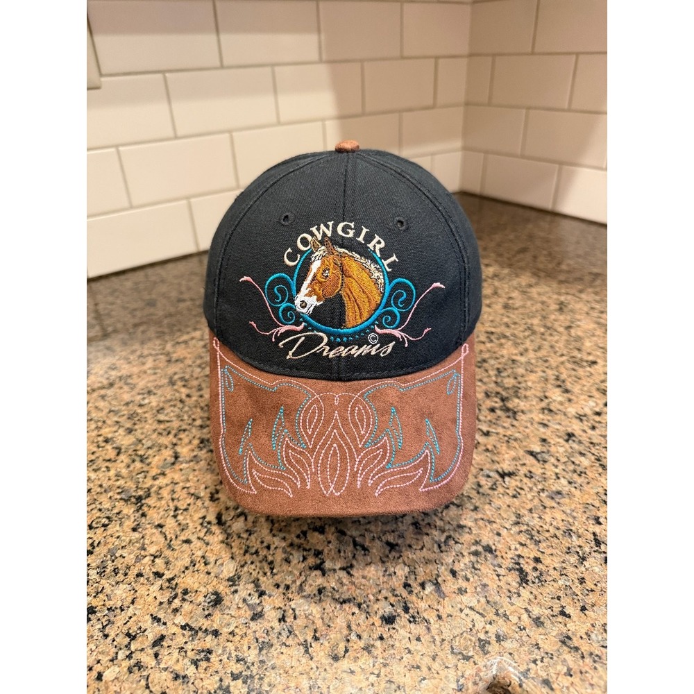 Cowgirl Dreams Baseball Cap Adjustable Black Brown Horse Western Hat